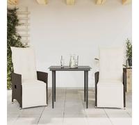 vidaXL Fauteuil de jardin réglable en poly rattan avec coussin 2 pièces Marron