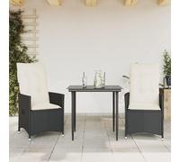 vidaXL Fauteuils de jardin réglables lot de 2 avec coussins – Noir rotin (Poly Rattan)