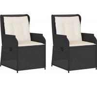 vidaXL Fauteuil de jardin avec coussin 2 pcs. Réglable Noir Poly Rattan