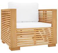 vidaXL Fauteuil de jardin avec coussin crème en teck massif
