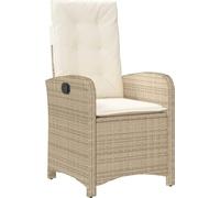 vidaXL Fauteuil de jardin avec coussin réglable Poly Rattan Beige