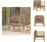vidaXL Fauteuil de jardin avec coussin Taupe Bambou - éléments de canapé de jardin