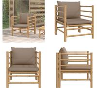 vidaXL Fauteuil de jardin avec coussin taupe en bambou - Fauteuil de jardin - Fauteuil de jardin - Fauteuil d'extérieur - Fauteuil de patio