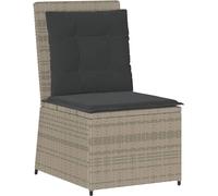 vidaXL Fauteuil de jardin avec fonction chaise longue et coussins gris clair Poly rotin