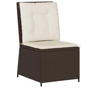 vidaXL Fauteuil de jardin avec fonction chaise longue et coussins Marron Poly Rattan