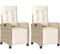 vidaXL Fauteuil de jardin avec repose-pieds 2 pcs. Réglable Beige Poly Rattan