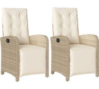 vidaXL Fauteuil de jardin avec repose-pieds 2 pcs. Réglable Beige Poly Rattan