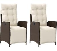 vidaXL Fauteuil de jardin avec repose-pieds 2 pcs. Réglable Marron Poly Rattan