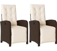 vidaXL Fauteuil de jardin avec repose-pieds 2 pcs. Réglable Marron Poly Rattan