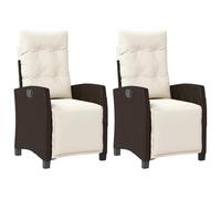 vidaXL Fauteuil de jardin avec repose-pieds 2 pcs. Réglable Marron Poly Rattan