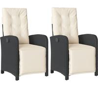 vidaXL Fauteuil de jardin avec repose-pieds 2 pcs. Réglable Noir Poly Rattan