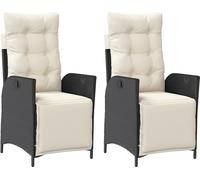 vidaXL Fauteuil de jardin avec repose-pieds 2 pcs. Réglable Noir Poly Rattan