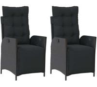 vidaXL Fauteuil de jardin avec repose-pieds 2 pcs. Réglable Noir Poly Rattan