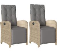 vidaXL Fauteuil de jardin avec repose-pieds 2 pcs. Réglable Poly Rattan