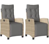 vidaXL Fauteuil de jardin avec repose-pieds 2 pcs. Réglable Poly Rattan