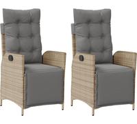 vidaXL Fauteuil de jardin avec repose-pieds 2 pcs. Réglable Poly Rattan