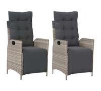 vidaXL Fauteuil de jardin avec repose-pieds 2pcs Réglable Gris clair Poly rotin