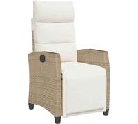 vidaXL Fauteuil de jardin avec table d'appoint Réglable Beige Poly Rattan