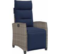 vidaXL Fauteuil de jardin 4108278 inclinable avec table d'appoint réglable gris polyrotin