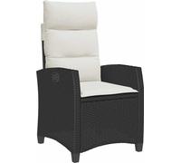 vidaXL Fauteuil de jardin avec table d'appoint Réglable noir Poly rotin
