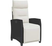 vidaXL Fauteuil de jardin avec table d'appoint Réglable noir Poly rotin