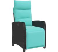 vidaXL Fauteuil de jardin avec table d'appoint Réglable noir Poly rotin