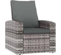 vidaXL Fauteuil de jardin Réglable avec coussin Gris Poly Rattan