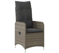 vidaXL Fauteuil de jardin Réglable avec coussin Gris Poly Rattan