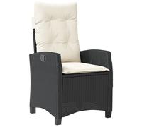 vidaXL Fauteuil de jardin Réglable avec coussins Noir Poly Rattan