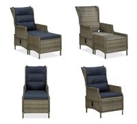 vidaXL Fauteuil de jardin réglable avec repose-pieds Poly rotin brun - Chaise de jardin - Chaise de jardin en rotin - Rattan Gartenstuhl