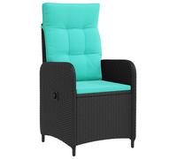 vidaXL Fauteuil de jardin réglable, noir et turquoise, en polyrotin