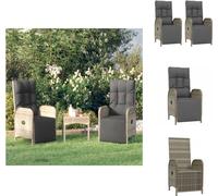 vidaXL Fauteuil de jardin relax avec coussin 2 pcs. Poly Rotin Gris - Chaises de jardin