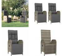 vidaXL Fauteuil de jardin relax avec coussin 2 pcs. Poly Rotin Gris - Outdoor Fauteuil Relax - Fauteuil Relax de Jardin - Fauteuil de Jardin