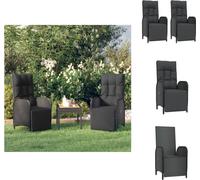 vidaXL Fauteuil de jardin relax avec coussin 2 pcs. Poly Rotin Noir - Chaises de jardin