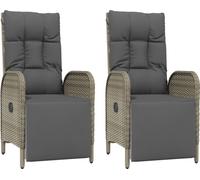vidaXL Fauteuil de jardin relax avec coussins 2 pcs. Poly rotin gris