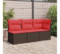 vidaXL Fauteuil de jardin sans accoudoirs avec coussins Marron Poly rotin
