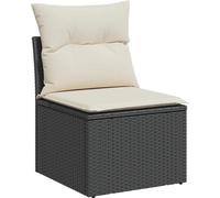 vidaXL Fauteuil de jardin sans accoudoirs avec coussins noir Poly rotin