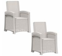 vidaXL Chaise longue de jardin imitation rotin, lot de 2, blanc, PP