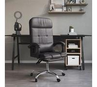 vidaXL Fauteuil de Massage Inclinable de Bureau, Chaise Pivotante avec Dossier et Repose-pied Réglables, Siège de Bureau, Moderne, Gris Similicuir 349709 Gris G