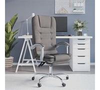 vidaXL Fauteuil de Massage Inclinable de Bureau, Chaise Pivotante avec Dossier et Repose-pied Réglables, Siège de Bureau, Moderne, Taupe Tissu G