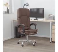 vidaXL Fauteuil de Massage Inclinable de Bureau, Chaise Pivotante avec Dossier et Repose-pied Réglables, Siège de Bureau, Moderne, Marron Similicuir G