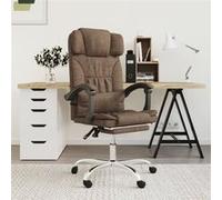 vidaXL Fauteuil de Massage Inclinable de Bureau, Chaise Pivotante avec Dossier et Repose-pied Réglables, Siège de Bureau, Moderne, Marron Tissu 349740 G