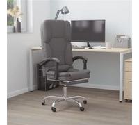 vidaXL Fauteuil de Massage Inclinable de Bureau, Chaise Pivotante avec Dossier et Repose-pied Réglables, Siège de Bureau, Moderne, Gris Similicuir Gris G