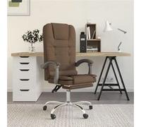vidaXL Fauteuil de Massage Inclinable de Bureau, Chaise Pivotante avec Dossier et Repose-pied Réglables, Siège de Bureau, Moderne, Marron Tissu 349660 G
