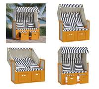 vidaXL Fauteuil de plage avec coussins en polyrotin et bois massif blanc et bleu - Fauteuil de plage - Fauteuils de plage - Chaise longue - Transat