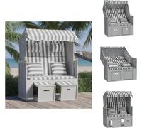 vidaXL Fauteuil de plage avec coussins en polyrotin et bois massif gris et blanc - Chaises longues