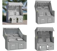 vidaXL Fauteuil de plage avec coussins en polyrotin et bois massif gris et blanc - Fauteuil de plage - Fauteuils de plage - Chaise longue - Transat