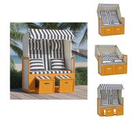 vidaXL Fauteuil de plage avec coussins en rotin synthétique et bois massif blanc et bleu - Chaises longues