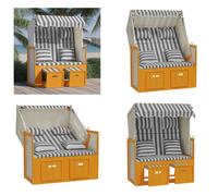 vidaXL Fauteuil de plage avec coussins en rotin synthétique et bois massif blanc et gris - Fauteuil de plage - Fauteuils de plage - Chaise longue - Transat