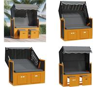 vidaXL Fauteuil de plage avec toit en rotin synthétique et bois massif, noir anthracite - Fauteuil de plage - Fauteuils de plage - Chaise longue - Chaise de plage